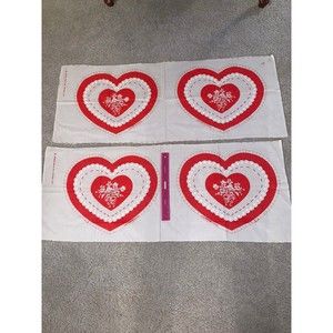 Vintage SPRING MILLS Big Red White Heart Fabric for Pillow